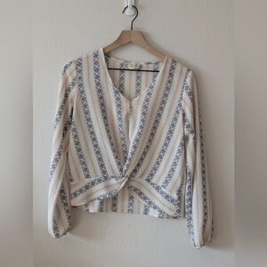 Pink Republic Cream and Blue Striped Blouse XS